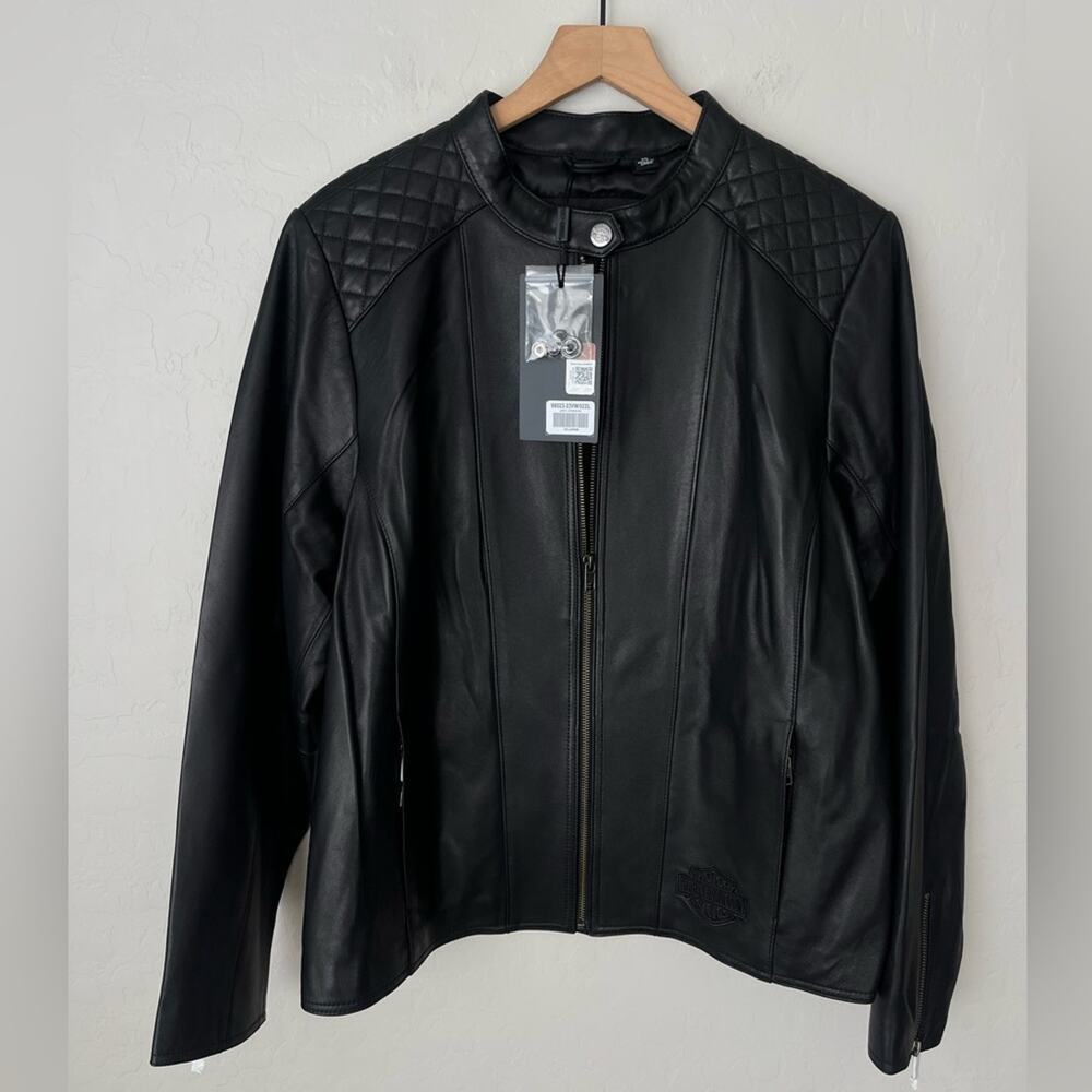 Harley Davidson moto lambskin Leather Jacket Black XXL NEW - Picture 6 of 14
